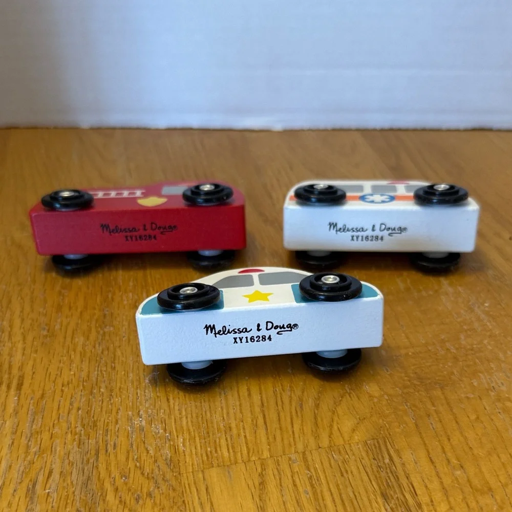 Melissa & Doug Colorful Wooden Emergency Vehicles